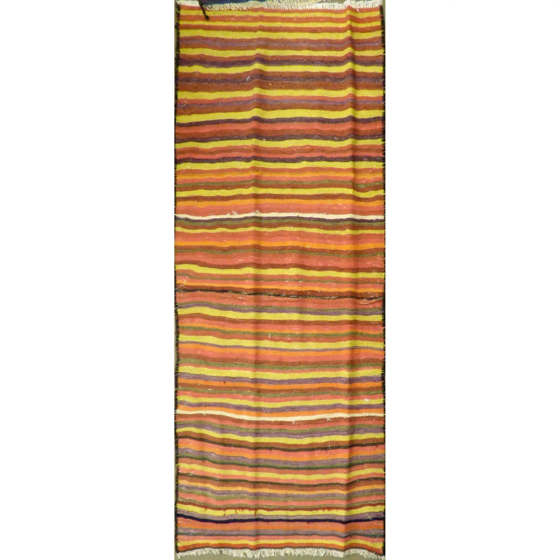 One Of The Kind Authentic Hand-Knotted Sanandaj Vintage Kilim 8'5" X 3'6"